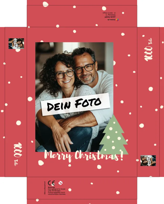 Fotopuzzle mit eigenem Bild - Fotopuzzle selbst gestalten 1000 Teile - Schachtel Merry Christmas - 1000 Teile Puzzle mit Foto - Geschenk Weihnachten MerryChristmas 1000 Teile Quer