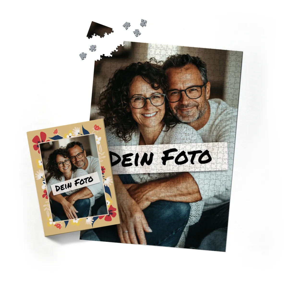 Fotopuzzle mit eigenem Bild - Puzzle selbst gestalten 2000 Teile Querformat - Schachtel Flowers - mit Foto personalisiert - Geschenk Geburtstag, Muttertag