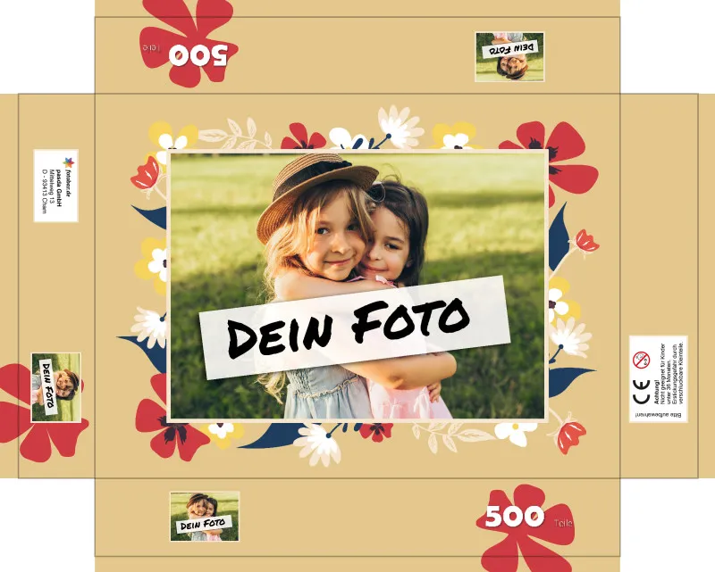 Fotopuzzle mit eigenem Bild - Puzzle selbst gestalten 2000 Teile Querformat - Schachtel Flowers - mit Foto personalisiert - Geschenk Geburtstag, Muttertag