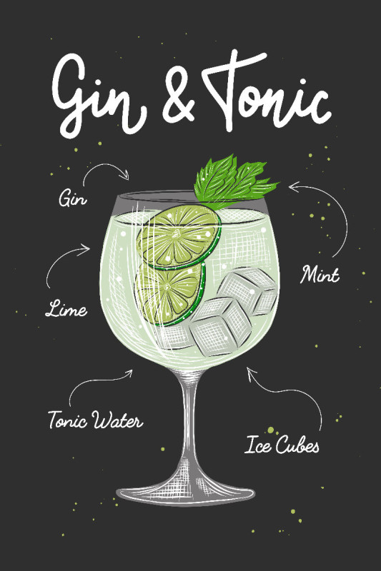 Leinwand Gin Tonic Cocktail