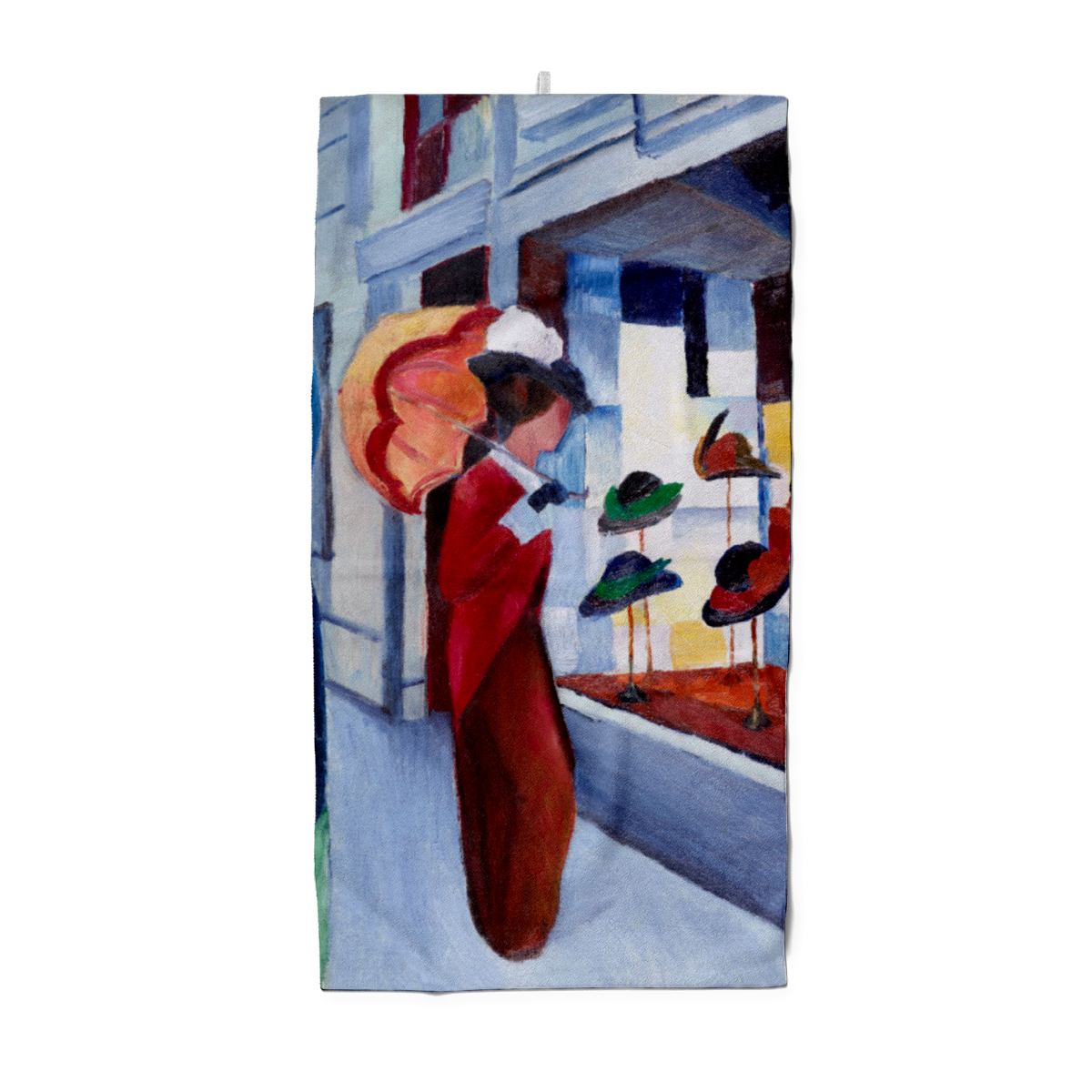 Handtuch Modes: Frau mit Sonnenschirm vor Hutladen - August Macke