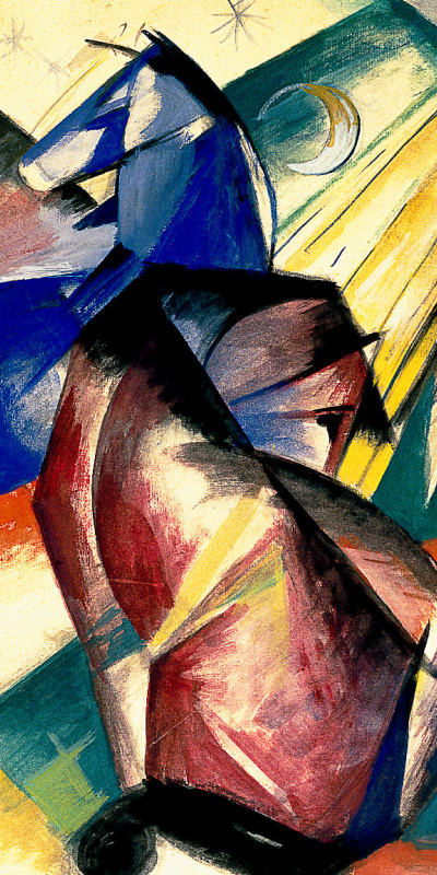 Handtuch Zwei Pferde rot und blau - Franz Marc