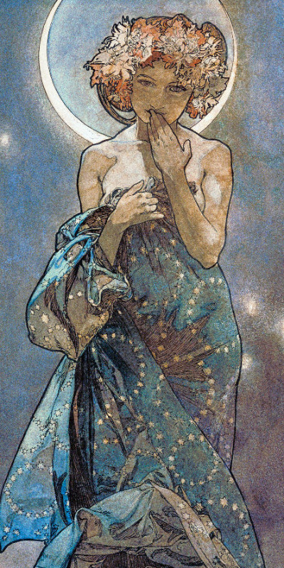 Duschtuch Sterne: Der Mond - Alfons Mucha